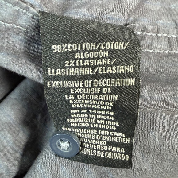 Voyager Mens XL Tall Button Up Short Sleeve Shirt Blue Geometric Pattern Casual - Picture 5 of 9